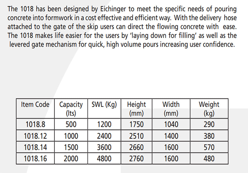 500L CONCRETE SKIP 1018  LEVER OPERATED