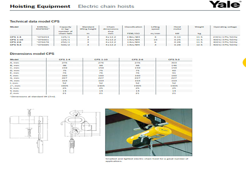 Electric Hoist 125KGS/250KGS YALE 110V