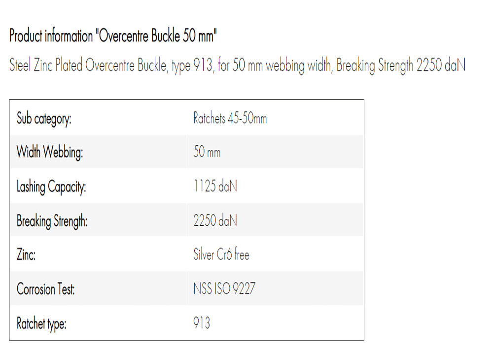 50MM OVERCENTRE BUCKLE 2T