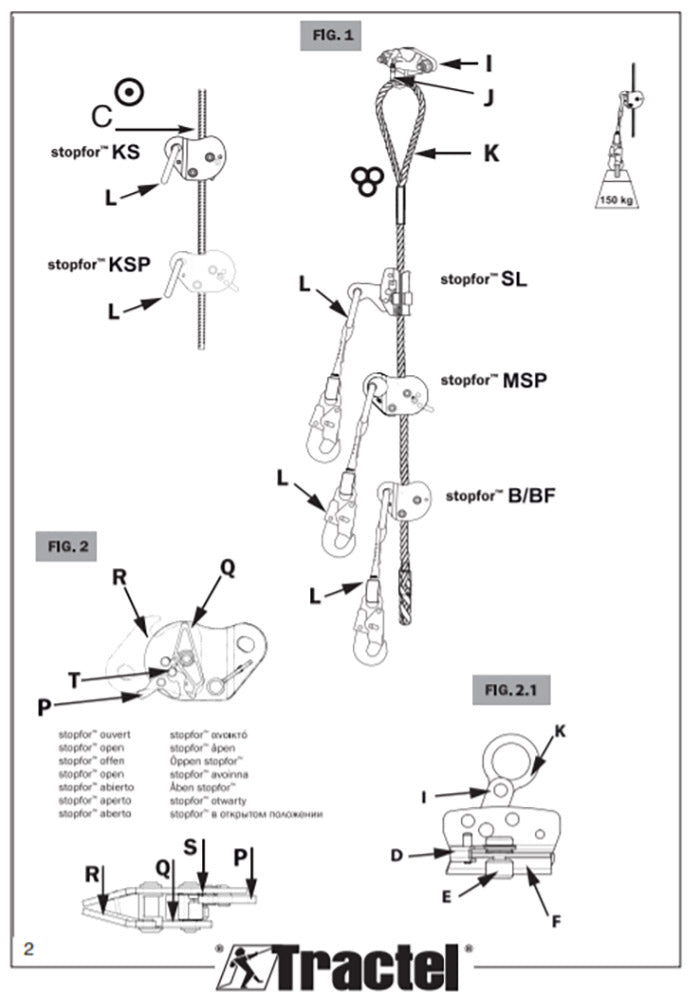 LANYARD FALL ARREST STOPFOR SL 0.3-M10 14MM ROPE FREE MOVEMENT VERTICAL