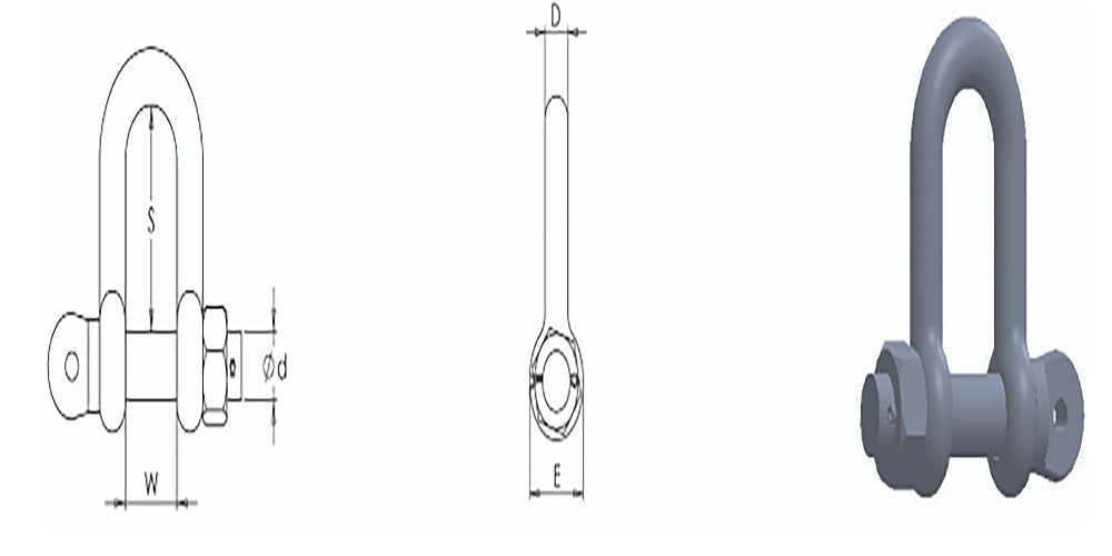 Stainless Steel Safety Pin Dee Shackle Tested