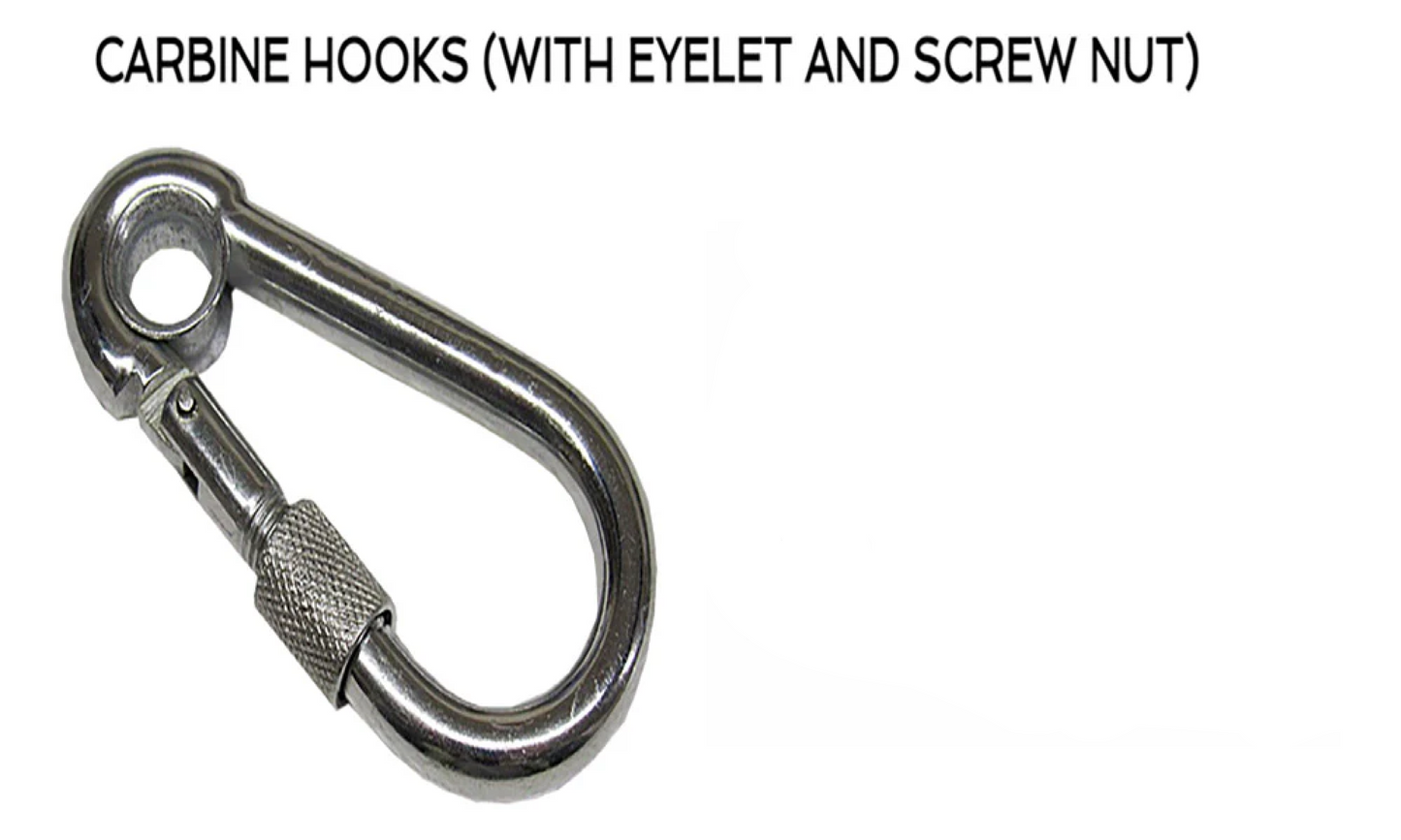 6MM DIA STAINLESS CARBINE HOOK WITH SCREW NUT AND EYELET