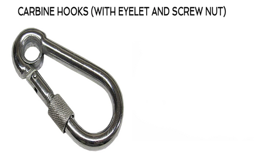 6MM DIA STAINLESS CARBINE HOOK WITH SCREW NUT AND EYELET