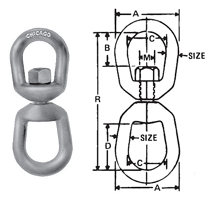 7/8 INCH 22MM GALV SWIVEL GREEN PIN