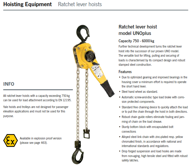LEVER HOIST YALE UNO