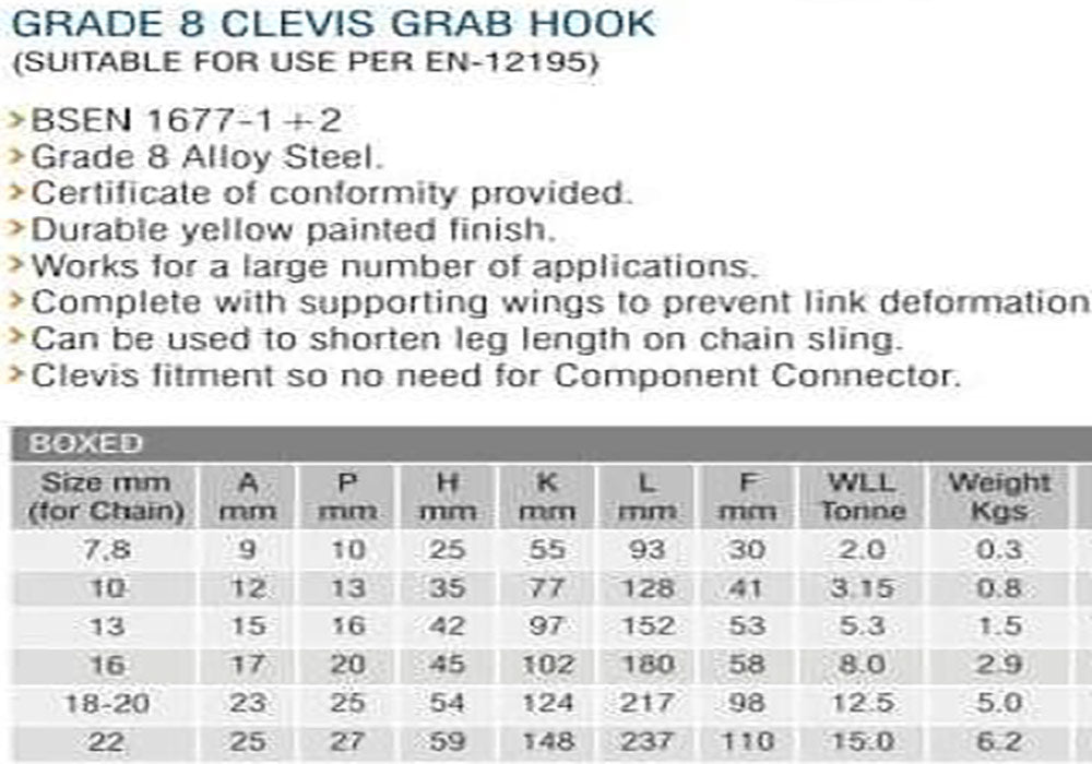 Clevis Grab Hook G8