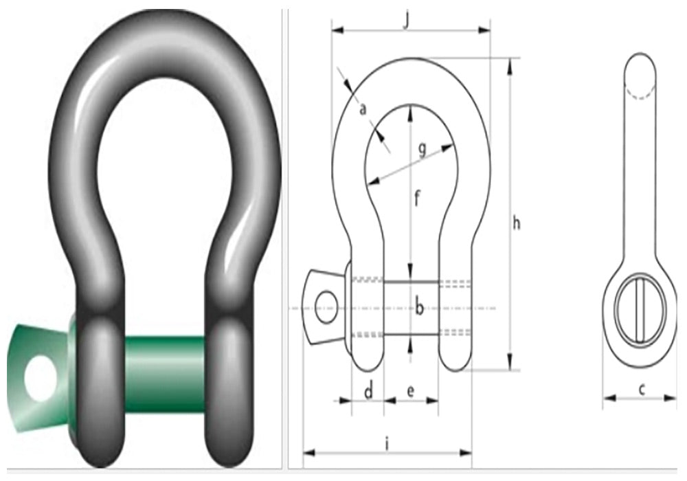 Green Screw Pin Bow Shackle