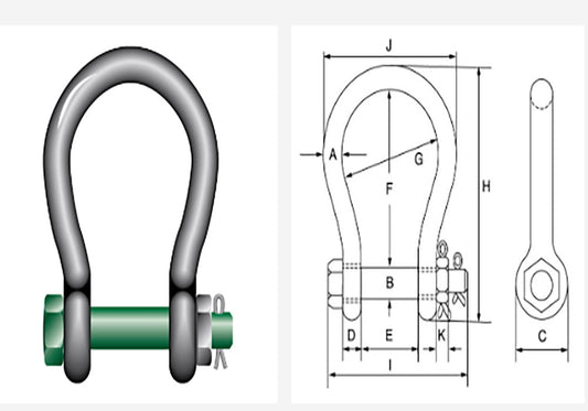 25T SAFETY PIN WIDE MOUTH  GREEN PIN SHACKLE